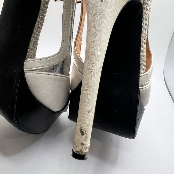 Penny Loves Kenny Black, White and Silver Stiletto Heels - Picture 12 of 16